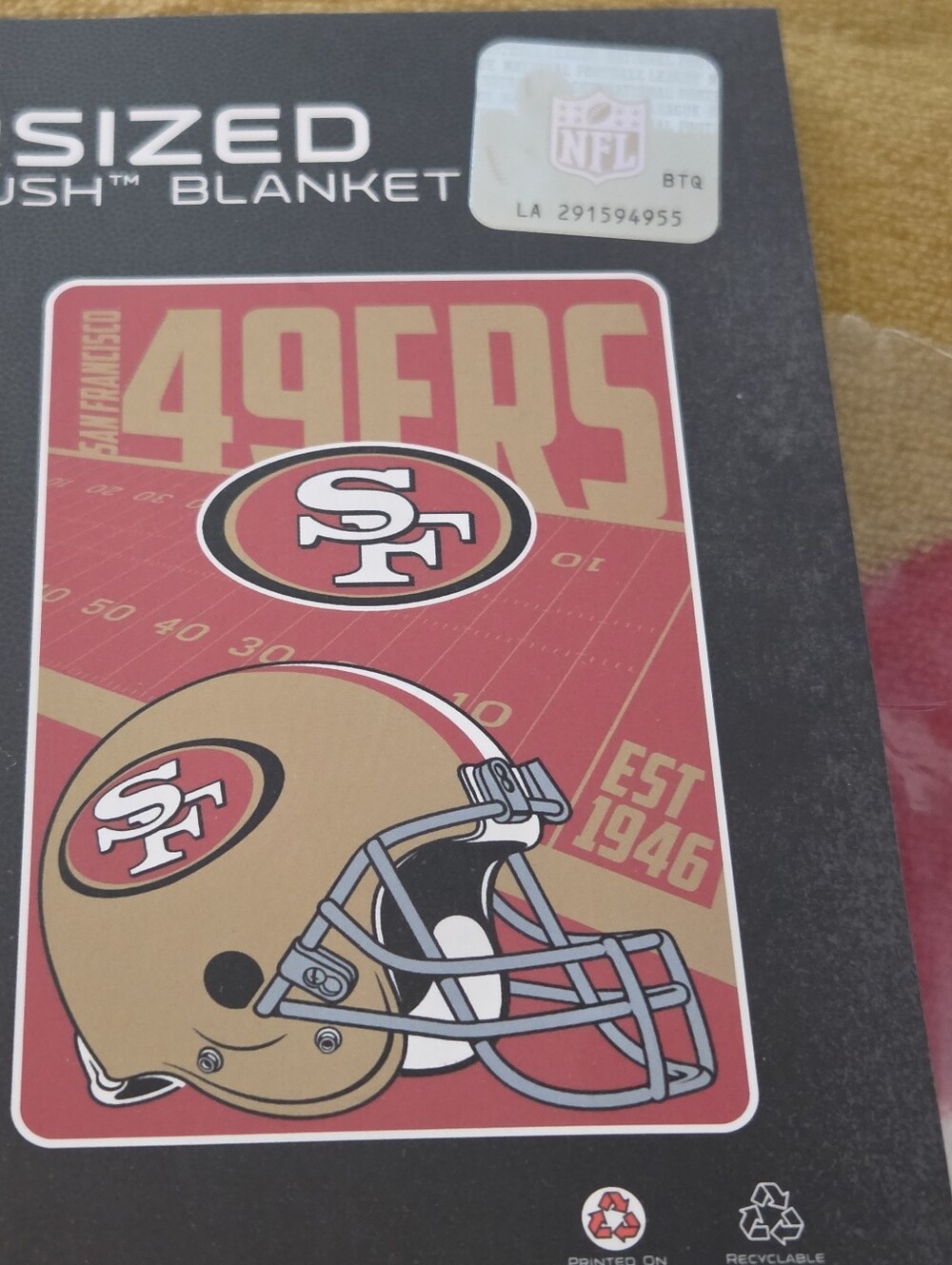 SAN FRANCISCO 49ers Oversized Plush Blanket 62" By 90"